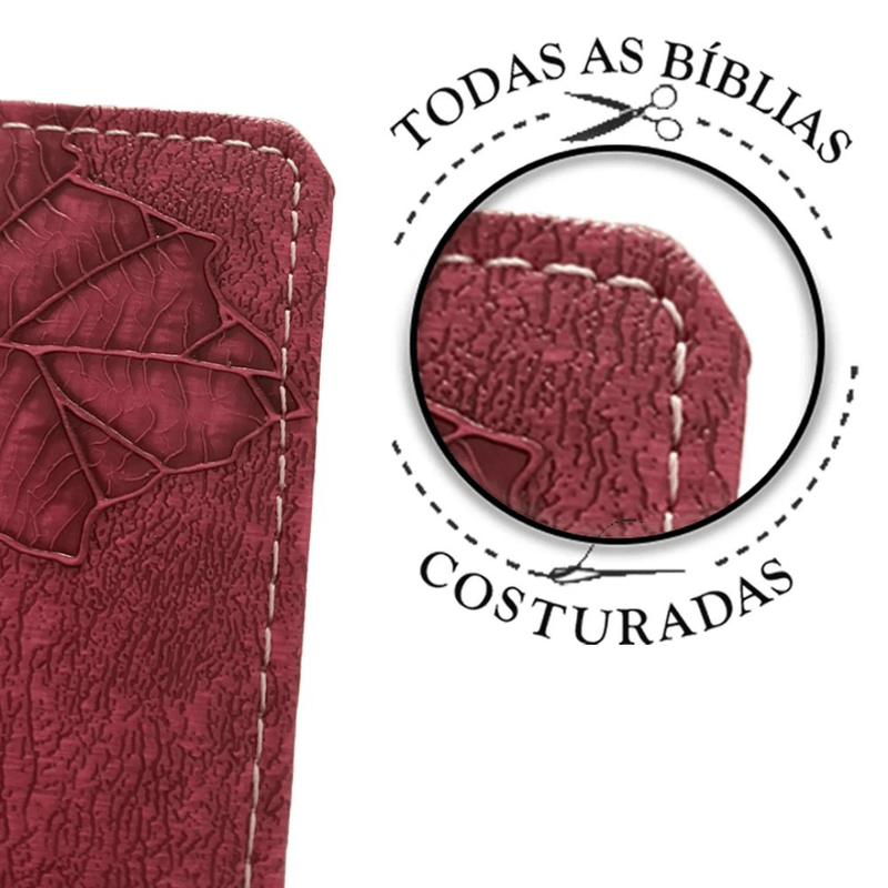 Bíblia Sagrada Letra Gigante, Capa Luxo, Folhas Rosa, com Harpa