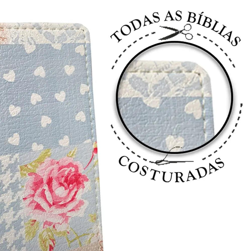 Bíblia Azul e Rosa com Harpa