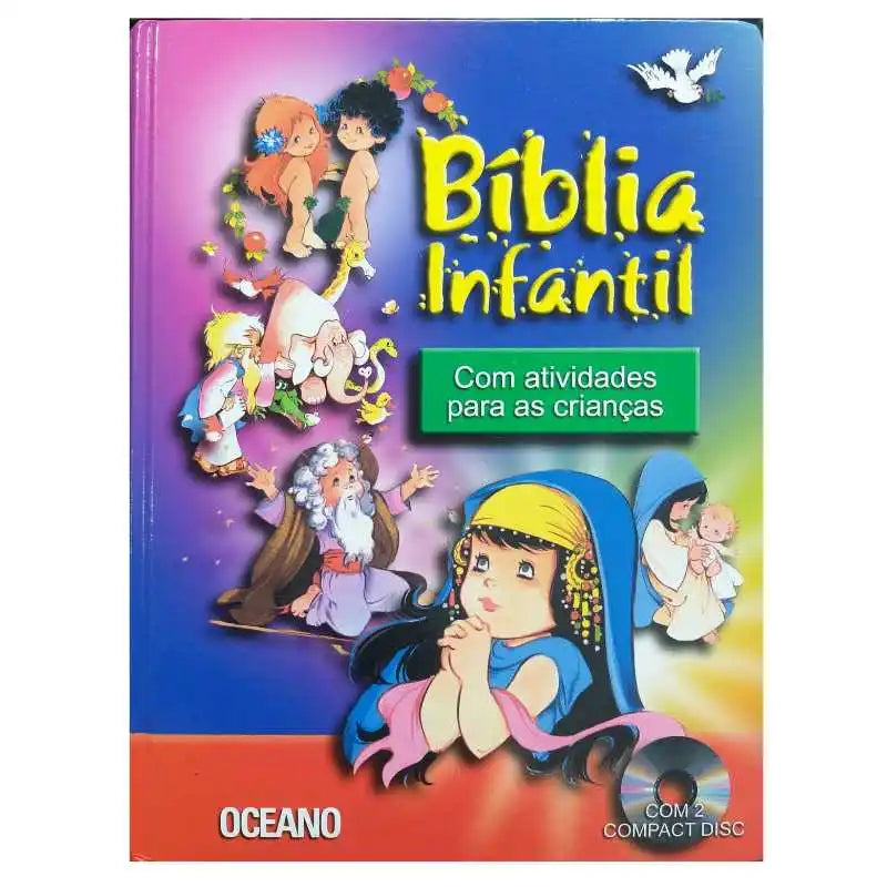 Bíblia Infantil Capa Dura Tamanho Grande Com 2 CDs de Atividades