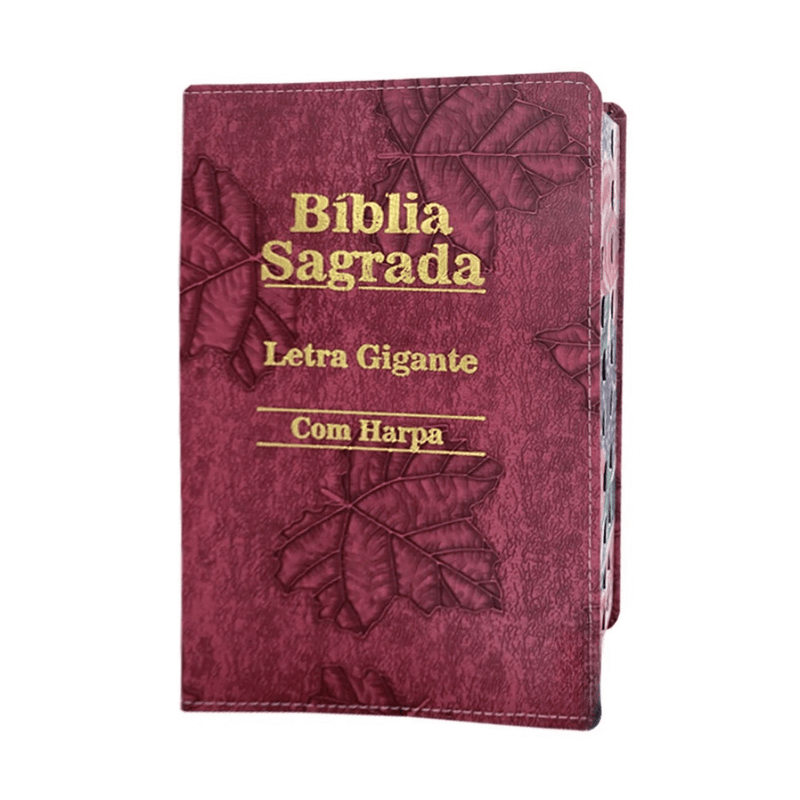 Bíblia Sagrada Letra Gigante, Capa Luxo, Folhas Rosa, com Harpa